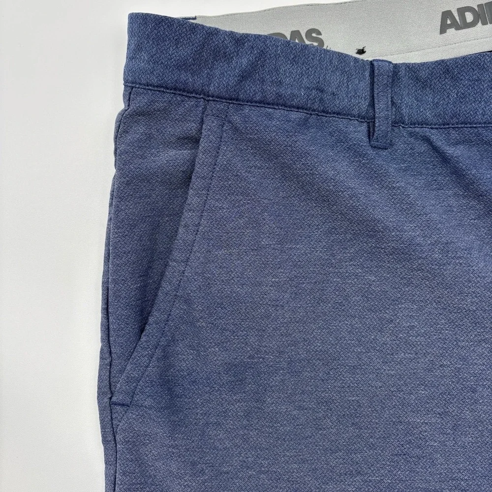 Adidas Ultimate365 Golf Shorts Men 36 Blue Crosshatch Textured Stretch